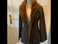 Romeo Gigli Jacke Blazer Damen 36 Braun Samtkragen Schalkragen Designer 