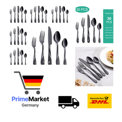 Schwarzes besteckset teilen - schwarzes, 30