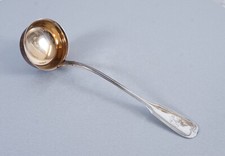 800er Silber Schöpfkelle G.E. Keyser teilvergoldet mit Monogram 225g Art Dèco