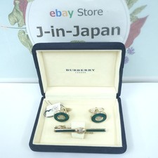 Burberry Royal Knight Krawattenklammer Manschettenknöpfe Set Grün Gold...