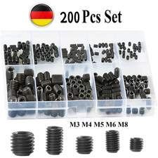 200tlg Madenschrauben Gewindestifte Set Sortiment M3 M4 M5 M6 M8 Edelstahl DE