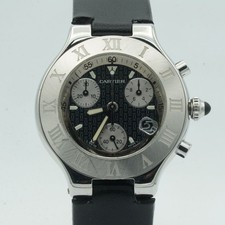 CARTIER CHRONSCAPH QUARTZ CHRONO HERREN UHR 38MM STAHL VINTAGE SCHÖN 2424 C178