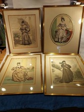 4 Modezeichnungen hinter Glas, Kunsthandlung Rahmung je 33x40 cm
