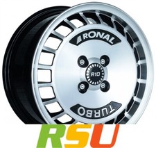 Ronal R10 Turbo schwarz-frontkopiert 7x15" ET37 LK4 100 ML 68 Alufelgen 15 Zoll