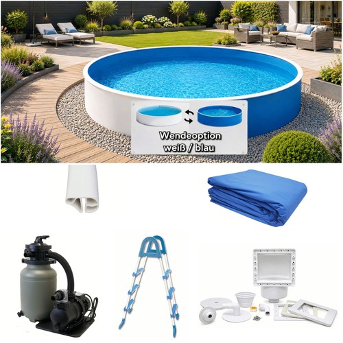 Stahlwandpool pool set blau - stahlwandpool,