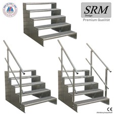 Standtreppe freistehend Treppe 5 Stufen verzinkt, 60 - 160 cm Breite, 90 cm Höhe