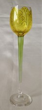 Jugendstil Fritz Heckert transluzentes Emaille Blumenform Cordial Glas um 1905