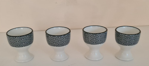 Eierbecher set weiß - eierbecher, blau