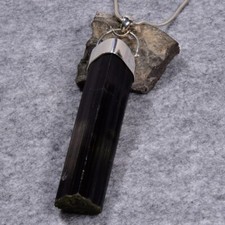 Turmalin Anhänger XL, 925er Silber, Edelsteinanhänger (12174), schwarzer Schörl