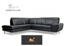 Willi Schillig Designer Ecksofa Leder Schwarz Couch Wohnen Chair Relax Sofa