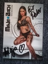 M14 Maja Bach, Erotikmodel, signierte Autogrammkarte mit Widmung