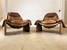 1 Paar P60 Ledersessel von Vittorio Introini für Saporiti Mid Century Vintage