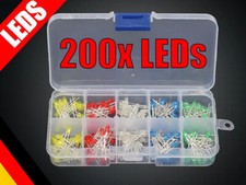 LED Sortiment 3mm 200 Stück LEDs klar und diffus 5 Farben Set mit Box NEU + OVP