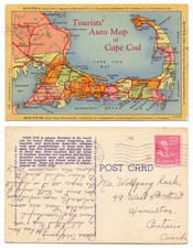 125904 - Tourists' Auto Map of Cape Cod - Ansichtskarte, gelaufen 7.9.1952