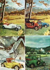 Matchbox Models of Yesteryear 4x Postkarte. Mercedes, Ford, Cadillac DDR...
