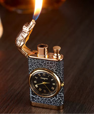 Gas feuerzeug mit uhr luxus - feuerzeug,