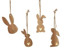 1 Osterhase zum Aufhängen 4x10cm Holz Herzmotiv Osterdeko Dekohase Holzfigur