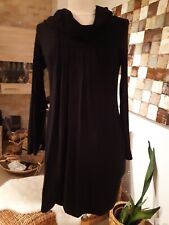 Kleid langarm Damen, Hängerchen, Faltenwurf, Rolli, schwarz, Gr. 40, Taifun