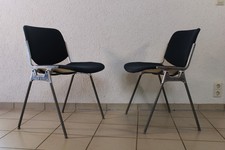 2 JSC (DSC?) Castelli BLAU Stapelbar Giancarlo Piretti Chairs Stühle Vintage