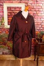 Vintage orig 60er Mantel Taft weinrot Regenmantel mit Kopftuch Rockabella M L