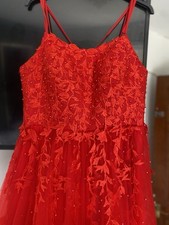 Rotes Ballkleid U-Ausschnitt Tüll Ballkleid, nur einmal getragen