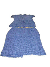 2 Teil Kleid | Damen | Kurz | blau-grau mit Blumenmuster | Gr. 44 | 