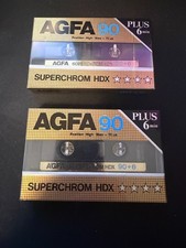 2x AGFA SUPERCHROM HDX 90 plus 6 Cassette Tape 1985-1986 + OVP + SEALED