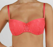 Passionata Georgia Damen Push-Up-BH mit Bügel und weicher Spitze Korallrot Neu