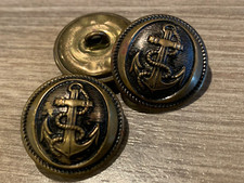 3 org. alte Uniform-Knöpfe mit Anker, Marine, Metall - Alter unbekannt