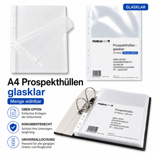 Prospekthüllen glasklar - a4,