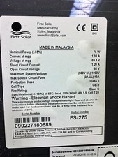 30 Stück Photovoltaikmodule First Solar FS275 dünnschicht 75W