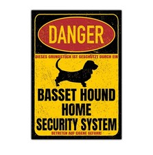 Basset Hound Dog Schild Danger