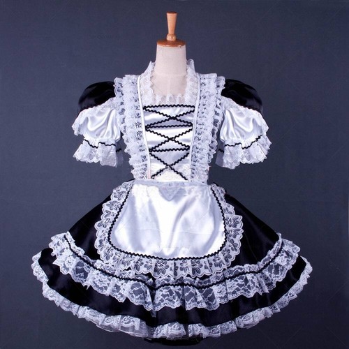 Sissy girl maid black satin - maid,