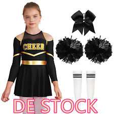 DE-Mädchen Cheer Leader Tanzkostüm Kinder Cheerleading Uniform Langarm Tanzkleid