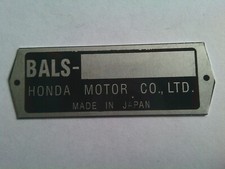 Typenschild Honda BALS Motorboot Schild Aussenborder  S95