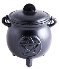 Großer Hexenkessel  aus Gusseisen mit Pentagramm - ein Räuchergefäss