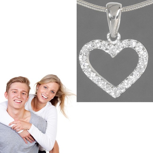 Kleiner damen zirkonia herz - kleiner,