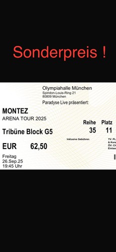 Montez konzerttickets - 2x,