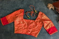 NEU Sari Bluse Orange Bollywood 36/38 Größe S Blouse Choli Bauchtanz Indien