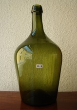 218❚ antike grüne Glasflasche, Weinflasche, mundgeblasen von ca. 1850-1900