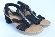 Rieker Damen Sandale Pantolette mit Gummizug Schwarz 41