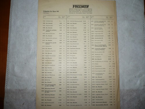 Vollmer preisliste n - preisliste, h0+n