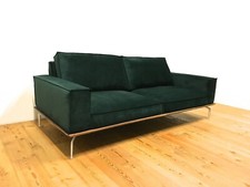 Hjort Knudsen Sofa Dreisitzer Couch Stoff Samt Dunkel Grün Danish Design Neu