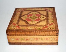 Alte Holz Kiste Schatulle Truhe Box Dose Vintage  Aufbewahrung 16x16x5,5cm DDR