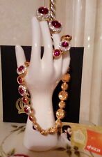 Damen Set Collier+Ohrclips 24kt Vergoldet,Glitzer Kristallen Pompöös H.Glöckler