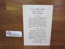 Werbeblatt für Ernst Jünger La Paix / Voyage Atlantique La Table Ronde und Ernst
