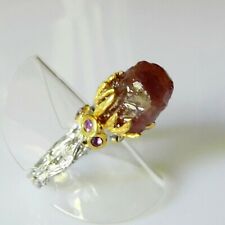 Rubin Rhodolith Damen Ring 925 Silber 585 Gelbgold vergoldet 18,1 mm 57