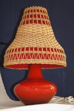 Vintage Tischlampe Leuchte Keramik rot - Handarbeit Italy Manufaktur - 1970iger