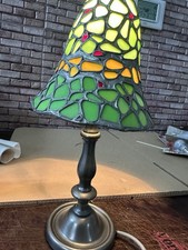 Buntglas  Tischleuchte im Tiffany Stil  40 cm hoch Grün Tannebaum Baum  Lampe