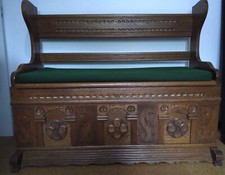 Alte Truhenbank mit Stauraum Massivholz mit Auflage